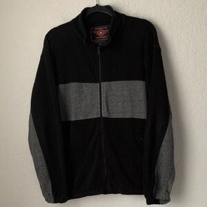 American Outpost Black/Gray Men's Sweater Full Zip Pockets Size XL